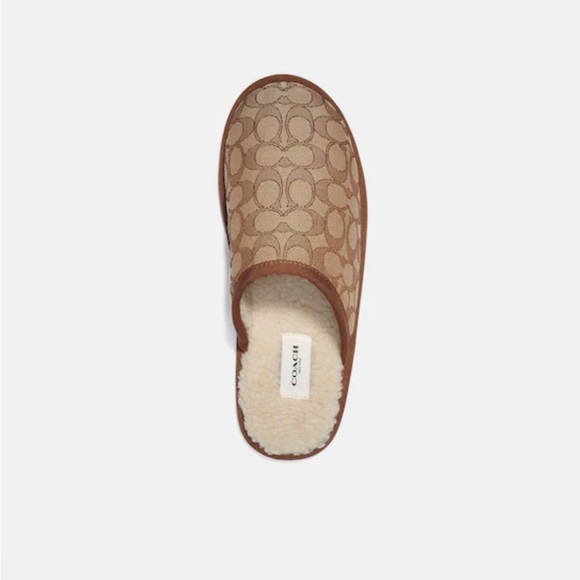 Coach Men's Slipper In Signature Jacquard Colour: Khaki/Vintage Khaki Size: 10 - Picture 3 of 5